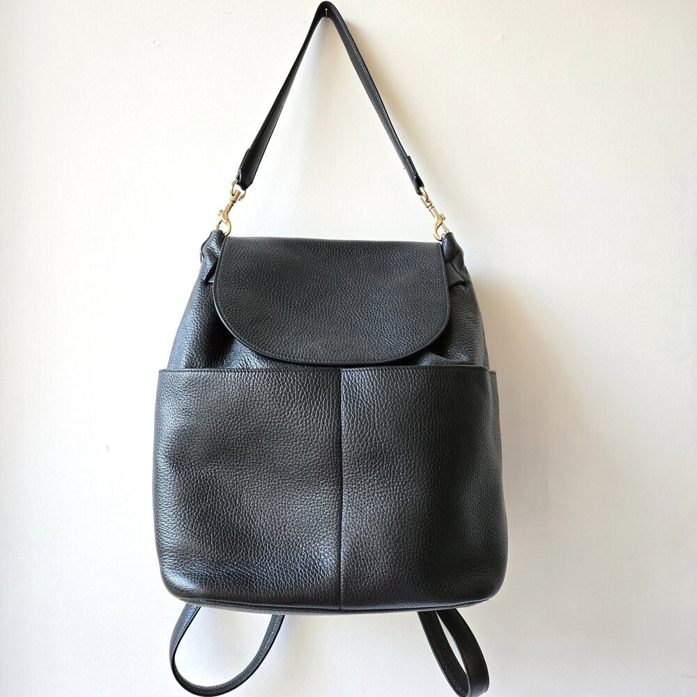 Cuyana Black Pebbled Leather Backpack with Dust bag Original Style GUC